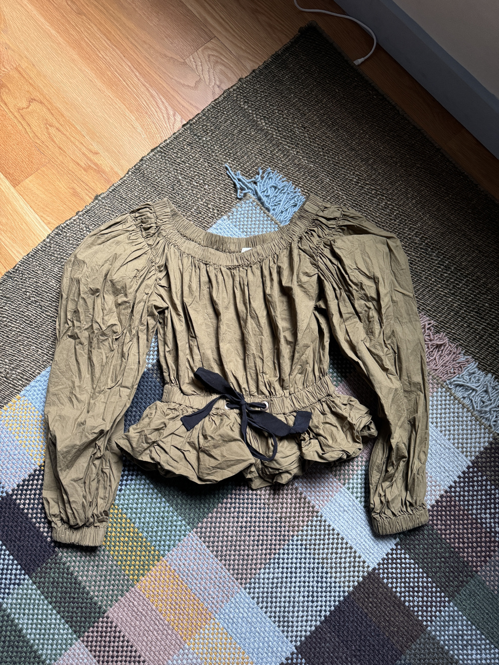 Ulla Johnson Olive Tie Front Peasant Blouse Sz 0